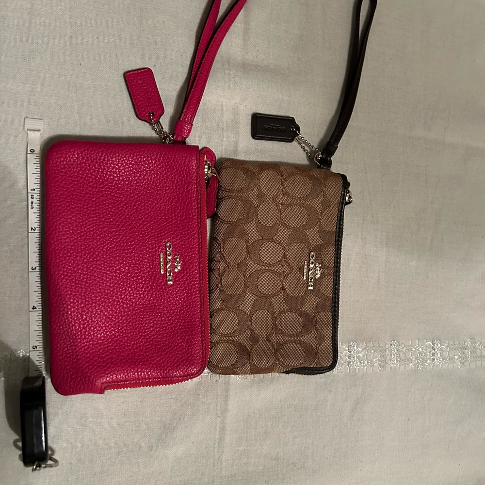 Coach Women's Pink and Brown Wristlet Set